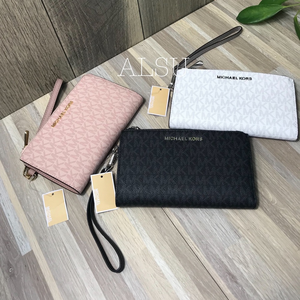Michael Kors Doublezip Wris Wallet MiniLogo White - Picture 8 of 8